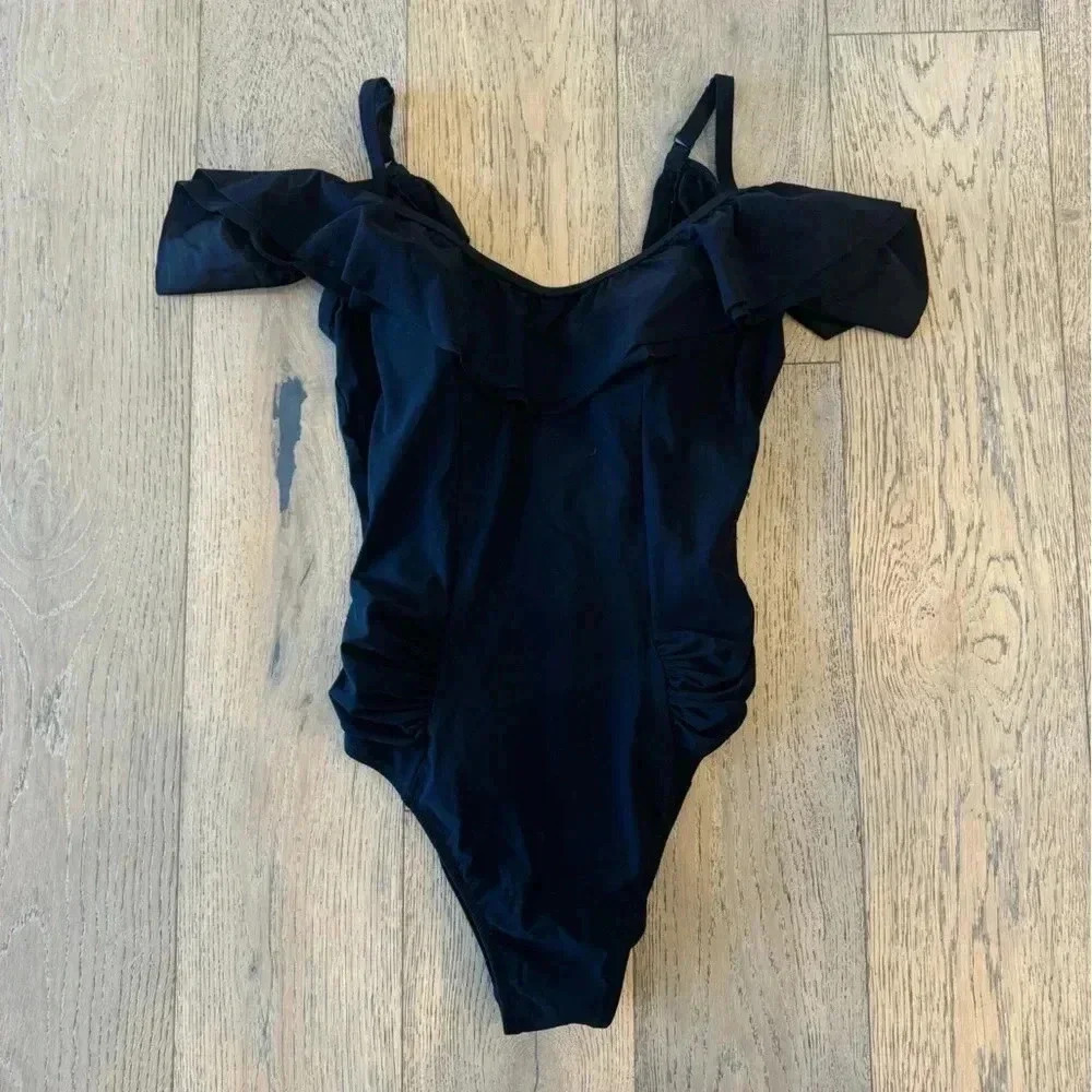 Profile By Gottex One Piece Off Should Ruffle Swimsuit Black Size 10